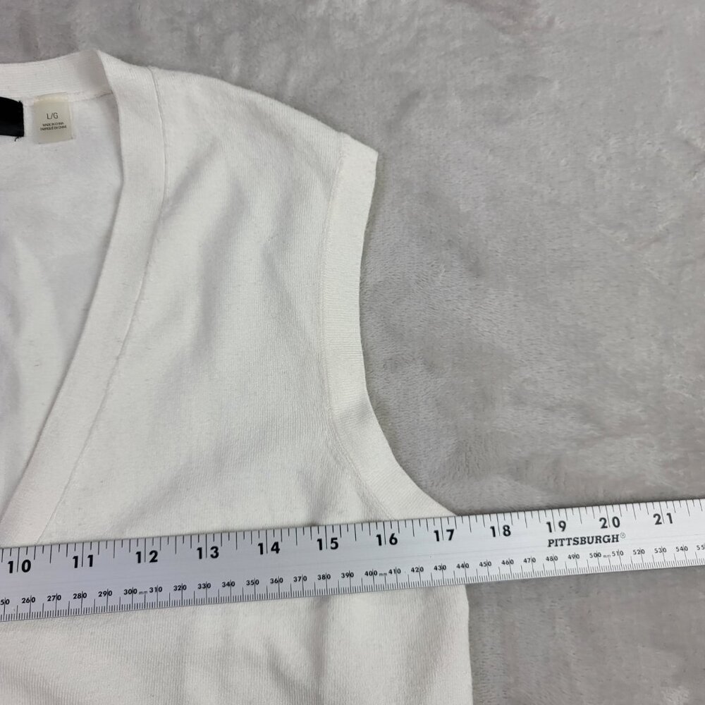 T Tahari White Cream Light Women's Buttoned Sweater Vest | Size L - Picture 6 of 7